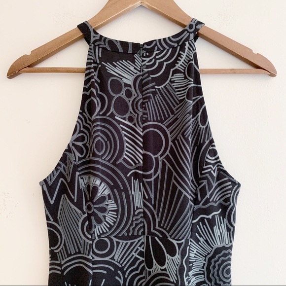 Trina Turk Floral Jersey Halter Dress 2 Black Grey - Picture 4 of 7